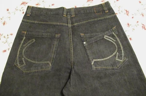 Karl Kani Men's Gold Black Jeans waist 36 inseam 34 Hip Hop Embroidered Skate - Picture 1 of 7