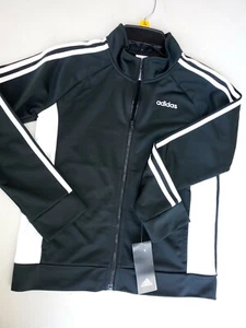 Adidas Junior's Girls Jacket Black White Sweatshirt Jacket Full Zip Size L (14) - Picture 1 of 11