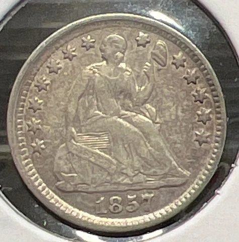 1857 SEATED LIBERTY SILVER HALF DIME CHOICE EXTRA FINE ACTUAL COIN  #C13674 Cover