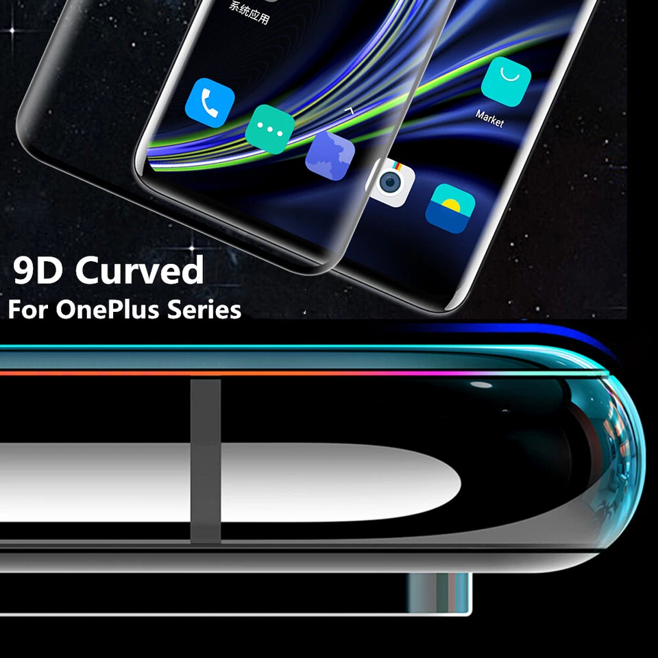9D Full Cover Tempered Glass Screen Cover For OnePlus 8 Pro 8 7T 7 6T 6 Pro 3T - Image 1 of 4
