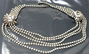 Vintage Czech Crystal Glass Silver tone Multi Strand Necklace 15" - Picture 1 of 4