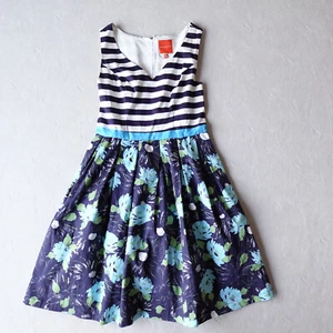 Modcloth Dress Floral Striped Boho Lilypad Size Medium Ships Fast - Picture 1 of 12