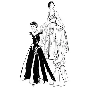 Vintage 1950s Pattern – Evening Cuffed Bodice 'Diana' Dress - Bust=38” (96.5cm) - Picture 1 of 4