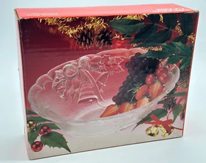 Mikasa Weihnachten Kristall Holiday Bells 10" ovale Schüssel Kiefer & Stechpalme Design mit Box - Bild 1 von 13