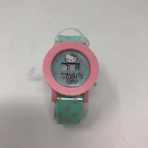 NEW Girls Hello Kitty What's Up Digital Watch With Plastic Strap Pink Teal Dots - Picture 1 of 3
