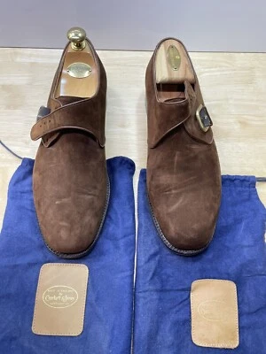 Men's Salvatore Ferragamo TRAMEZZA Monk Strap Shoes Brown Suede Size-8 EE - Image 1 of 4