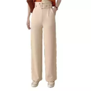 Womens High Waist Trousers Straight Leg Dress Pants for Office Wear Korean Desig - Picture 1 of 12