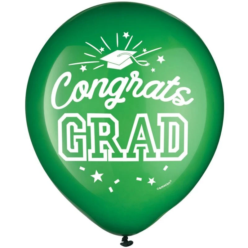 Graduation Green 12-inch Latex Balloons 15 Per Pack Green Grad Decorations - Image 1 of 1