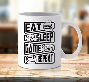 Eat Sleep Game Repeat Mug Cup Funny Gaming Novelty Birthday Gifts Ceramic Xmas - Picture 1 of 1