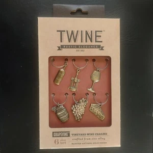 Grapevine Wine Charms; Twine Rustic Elegance; 6 Piece set; #4078; NIB - Picture 1 of 2
