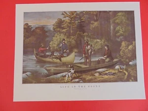 Currier & Ives Print -LIFE IN THE WOODS - Picture 1 of 1