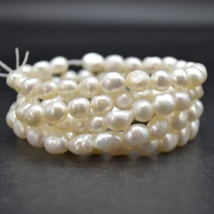 Freshwater Pearl Beads Bracelet Sample Strand - Baroque Nugget, Rice, Round 7.5" - Picture 1 of 9
