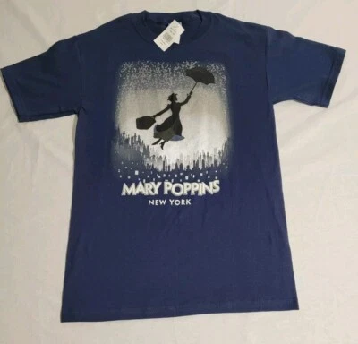 Disney Mary Poppins New York Short Sleeve T-shirt Size Small Navy With Glitter  - Image 1 of 4