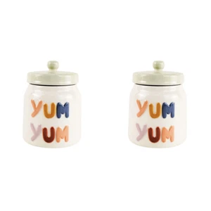 2x Urban White Ceramic Yum Yum Treats/Snacks 14cm Jar w/ Lid Container Storage - Picture 1 of 4