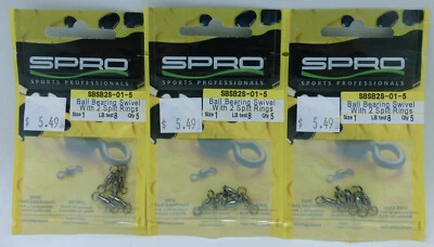 SPRO Ball Bearing Swivel Size 1 with 2 welded rings 8lb 3 packs of 5 SBSB2S-01-5 - Image 1 of 3