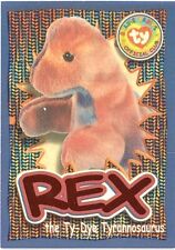 TY Beanie Babies BBOC Card - Series 4 Wild (ORANGE) - REX the Dinosaur - NM/Mint