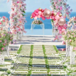 9.5 Ft Double Round Wedding Arch Frame Flower Balloon Backdrop Stand Party Decor - Picture 1 of 24