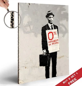 PÓSTER BANKSY 0% INTERÉS EN PERSONAS A4 Graffiti Arte Callejero Impreso Imagen - Imagen 1 de 3
