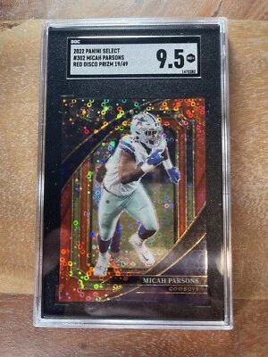 2022 SELECT MICAH PARSONS #302 RED DISCO PRIZM SUITE LEVEL 19/49 SGC 9.5 COWBOYS - Image 1 of 2