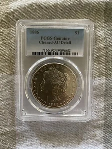PCGS 1886 Morgan Silver Dollar, AU Cleaned Detail - Picture 1 of 2