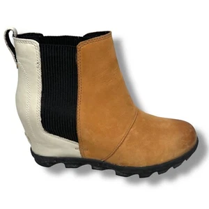 Sorel Joan of Arctic Wedge Chelsea Boots Women’s 8 Camel Brown White 1821331224 - Picture 1 of 8