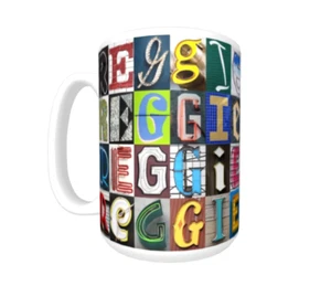 Taza/taza de café REGGIE con el nombre en fotos de letras de letrero - Imagen 1 de 3