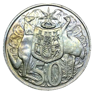 1966 AUSTRALIA UK Queen Elizabeth II with Kangaroos Silver 50 Cents Coin Km67 #1 - Picture 1 of 2
