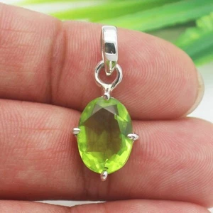 Silver Peridot Necklace 925 Sterling Birthstone Necklace Handmade Jewelry - Picture 1 of 3