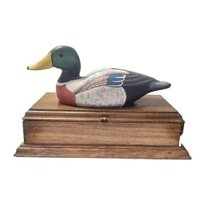 Duck Decoy Wood Jewelry Box Hand Painted Tomorrows Treasures Vintage 1991 Signed - Picture 1 of 24