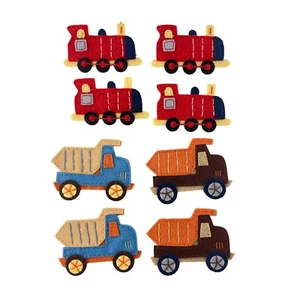 Handmade Felt Patches Dump Trucks and Red Train Locomotive Lot of 8 Sew-on - Foto 1 di 3