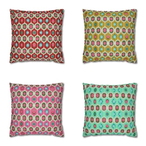 Mid Century Modern Retro Throw Pillow Cover 16 18 20 Red Teal Pink Yellow MCM - Picture 1 of 14
