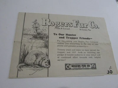 Rogers Fur Co. 原毛皮价格清单 1 月至 2 月 1927 年美国密苏里州圣路易斯 — 第 1/4 张图片