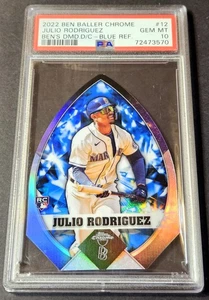 2022 Topps Chrome Ben Baller Blue /75 Diamond Rookie Julio Rodriguez RC PSA 10 - Picture 1 of 2