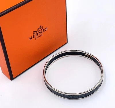 Autêntica pulseira de esmalte Hermes SV preto branco com caixa BA120101 - Imagem 1 de 4