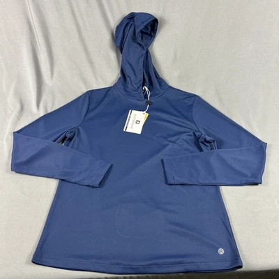 Moletom com capuz feminino FootJoy golfe Tempo Series pequeno azul marinho poliéster elastano MSRP $115 - Imagem 1 de 4