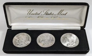 1879-S 1880-S 1881-S Morgan Silver Dollars 3-Coin Set UNC - Picture 1 of 6