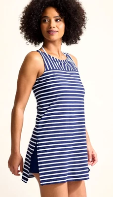 Tommy Bahama Coastline Stripe Mare Navy high neck romper UPF50+ MEDIUM NWT $148 - Image 1 of 4