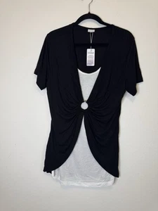 Lascana Black White Layered Top Womens Size 12/14 Large NWT - Picture 1 of 6