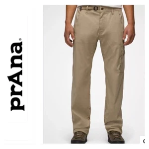 Pantaloni Prana prAna Elasticizzati Zion Dritti Escursionismo Capri Uomo Small x 32 Tan Cargo - Foto 1 di 15