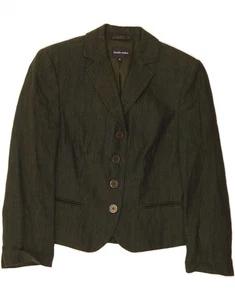 CLAUDIA STRATER Womens 4 Button Blazer Jacket EU 36 Small Green Linen DO43 - Picture 1 of 3