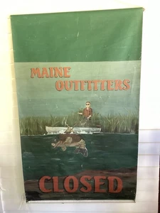 Large Rolled Oil/Canvas "Maine Outfitters" Maine Artist Felicia Ham - Picture 1 of 12