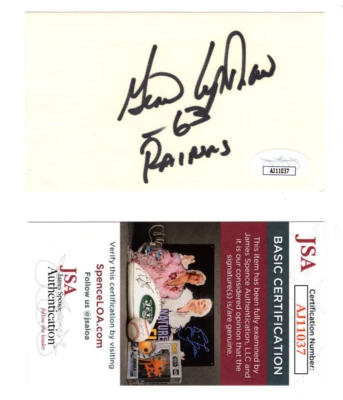 Gene Upshaw HOF Inscribe Signed Auto 3X5 Index Card NFL Oakland Raiders JSA💎COA - Image 1 of 2