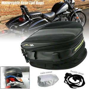 Motorcycle Rear Seat Tail Bag Motorbike Luggage Helmet Storage Backpack Black UK - Picture 1 of 16