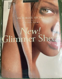 Calze Victoria's Secret Ultra Nude Nylon SHEER GLIMMER Control Top Nero A - Foto 1 di 3