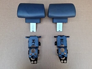 BMW E34 Ultramarine Blue Leather Rear Seat headrests Set +Mounting brackets RARE - Bild 1 von 13