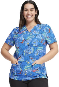 Aladdin Cherokee Scrubs Tooniforms Disney Unisex V Neck Top TF687 ADPP - Picture 1 of 6