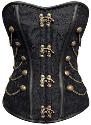 sexy Corsagentop Corsage Korsett schwarz Dessous Karneval Pirat Gothic - Bild 1 von 4