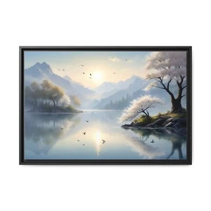 Scenic Landscape Wall Art, Matte Framed Canvas Print, Mountain Art, Nature - Picture 1 of 37