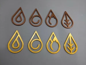 Vier Elemente 3D-gedruckt Wandbehang Kunst 12" Höhe × 7,5" Breite Wasser, Erde, Wind & Feuer - Bild 1 von 2