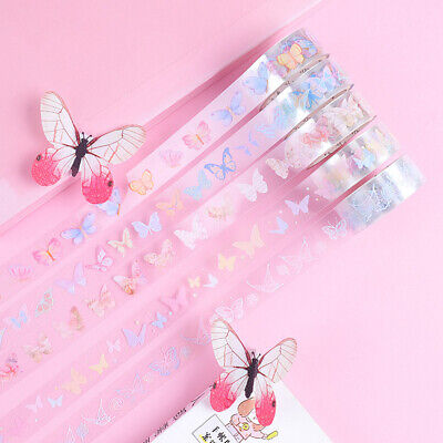 5 Rollos Mariposa PET Transparente Washi Cinta Conjunto Scrapbooking Diario Planner Decoración • 3.77€